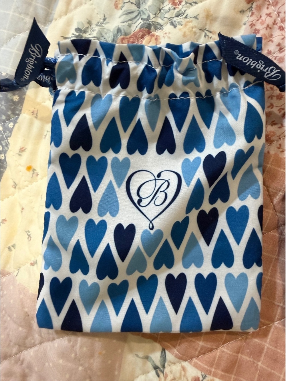 Brighton Blue Leather Wallet with Heart Detail and Matching Drawstring Pouch - Picture 3 of 4